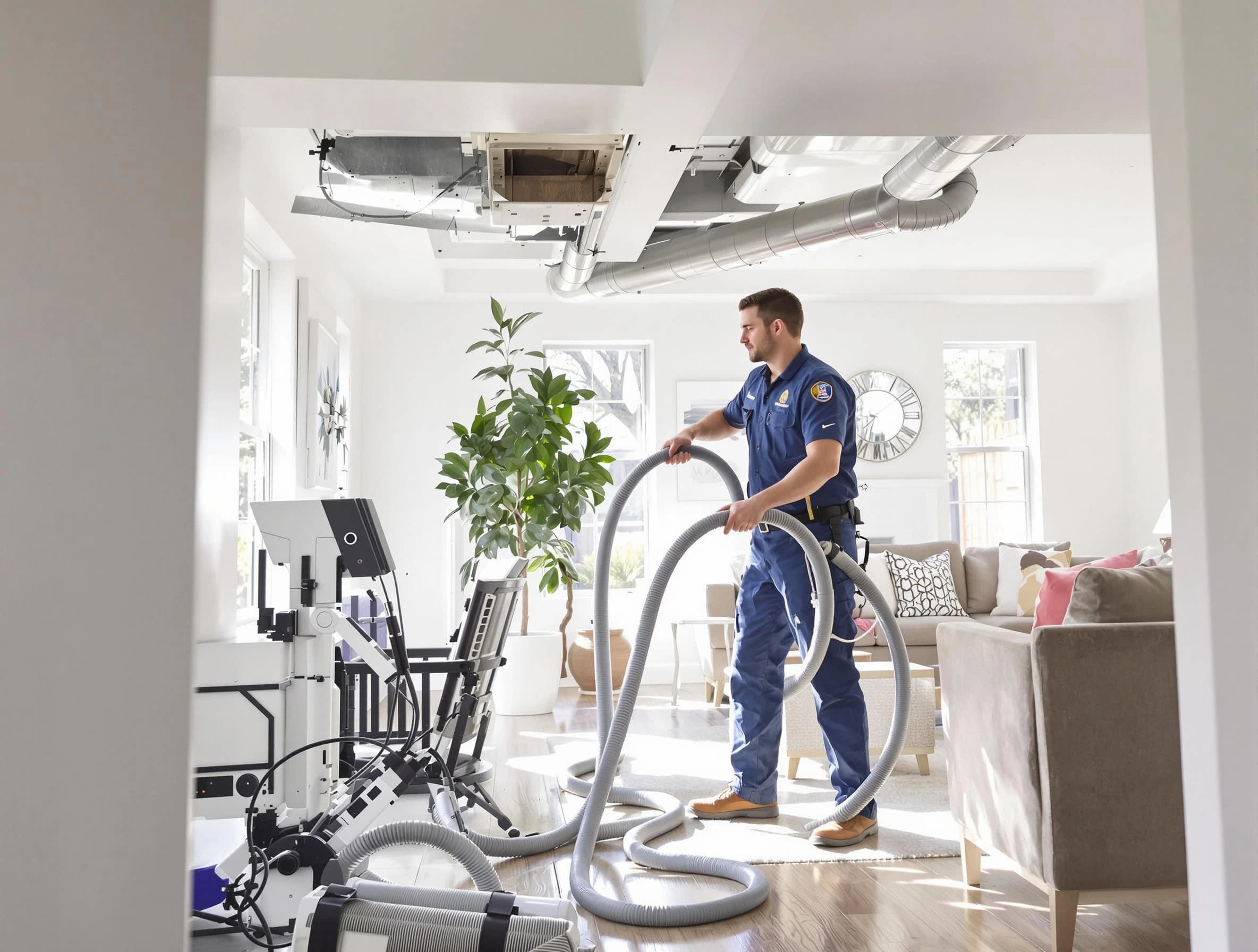 Fontana Air Duct Cleaning technician performing thorough AC duct cleaning for enhanced cooling efficiency in Fontana