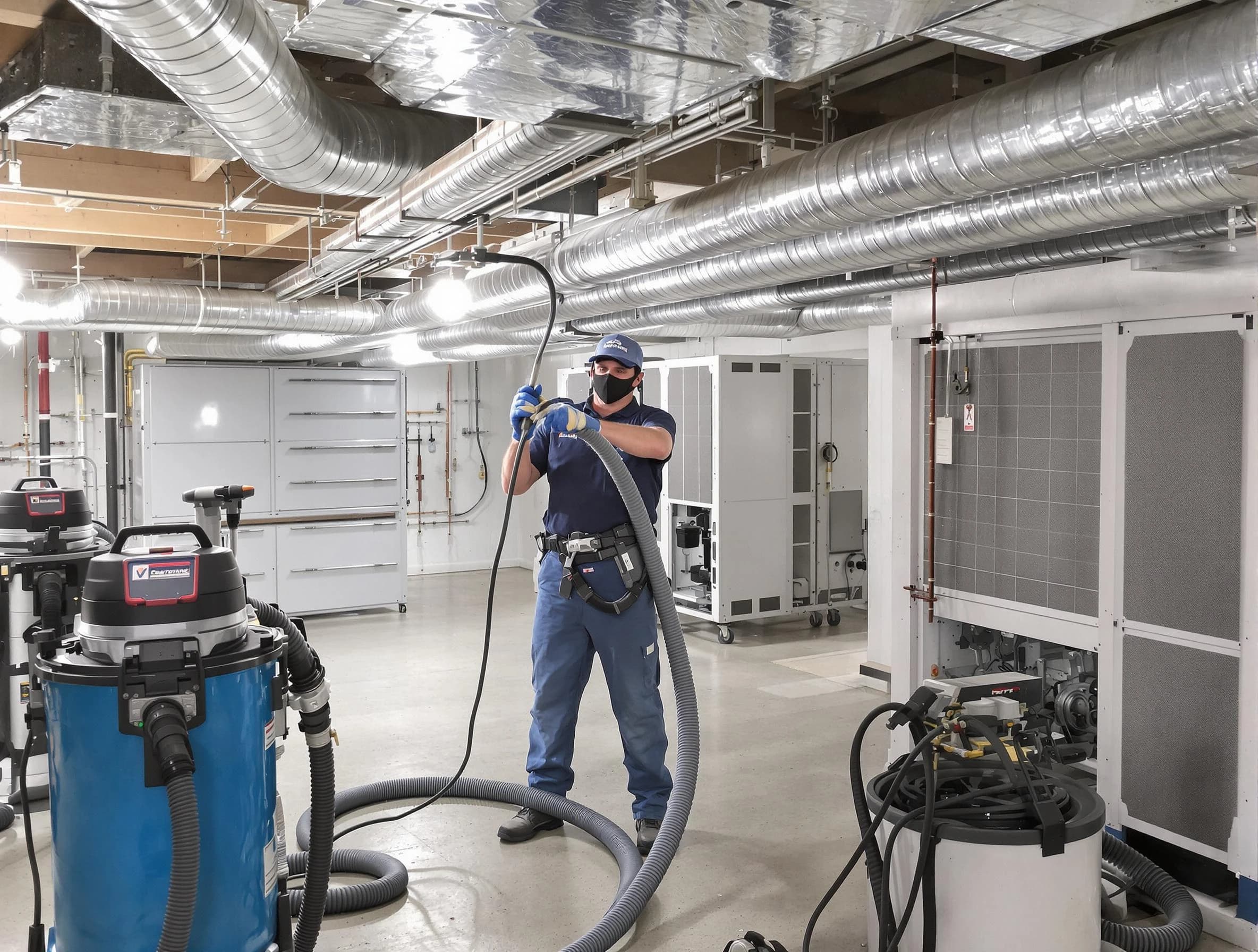 Fontana Air Duct Cleaning specialist performing thorough central air duct cleaning for improved system efficiency in Fontana