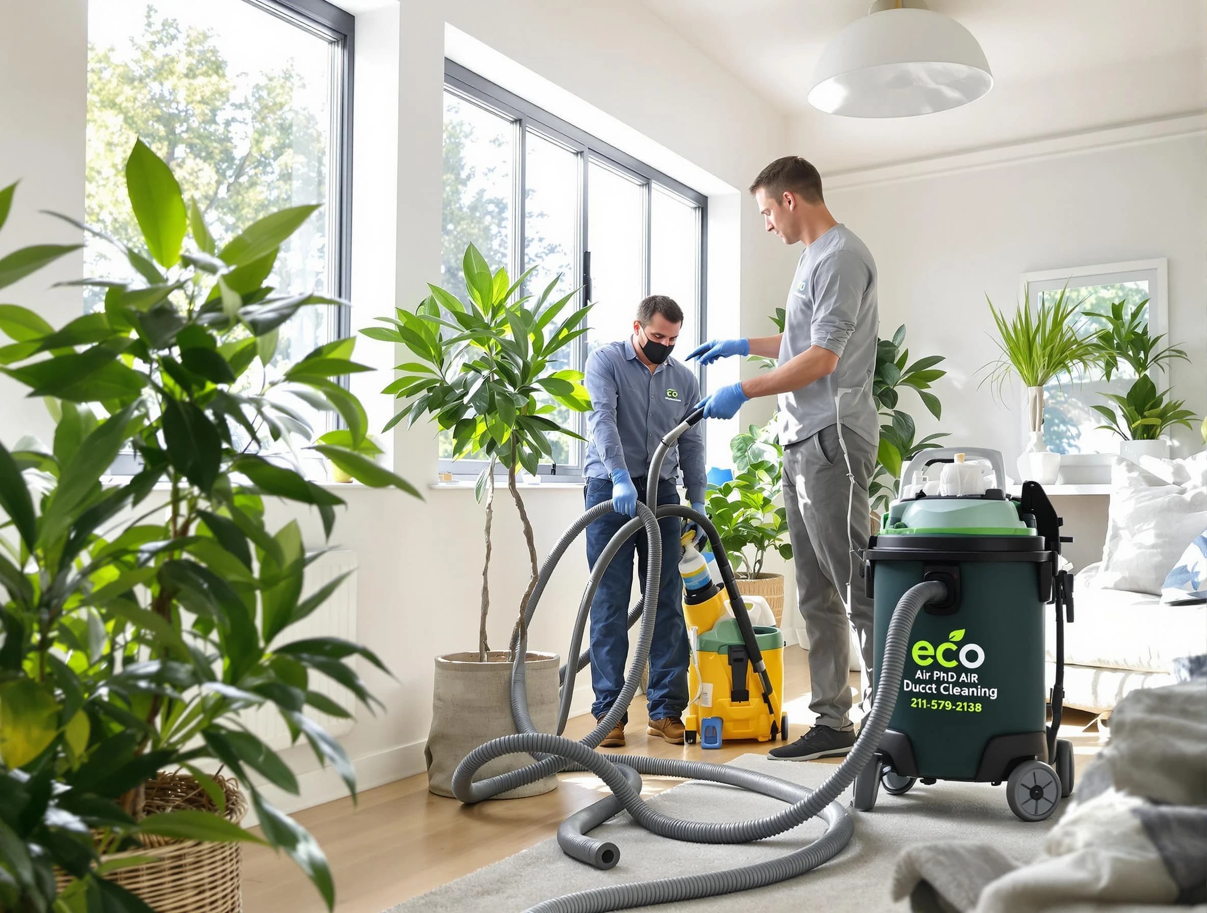 Fontana Air Duct Cleaning technician performing eco-friendly duct cleaning using sustainable methods in Fontana