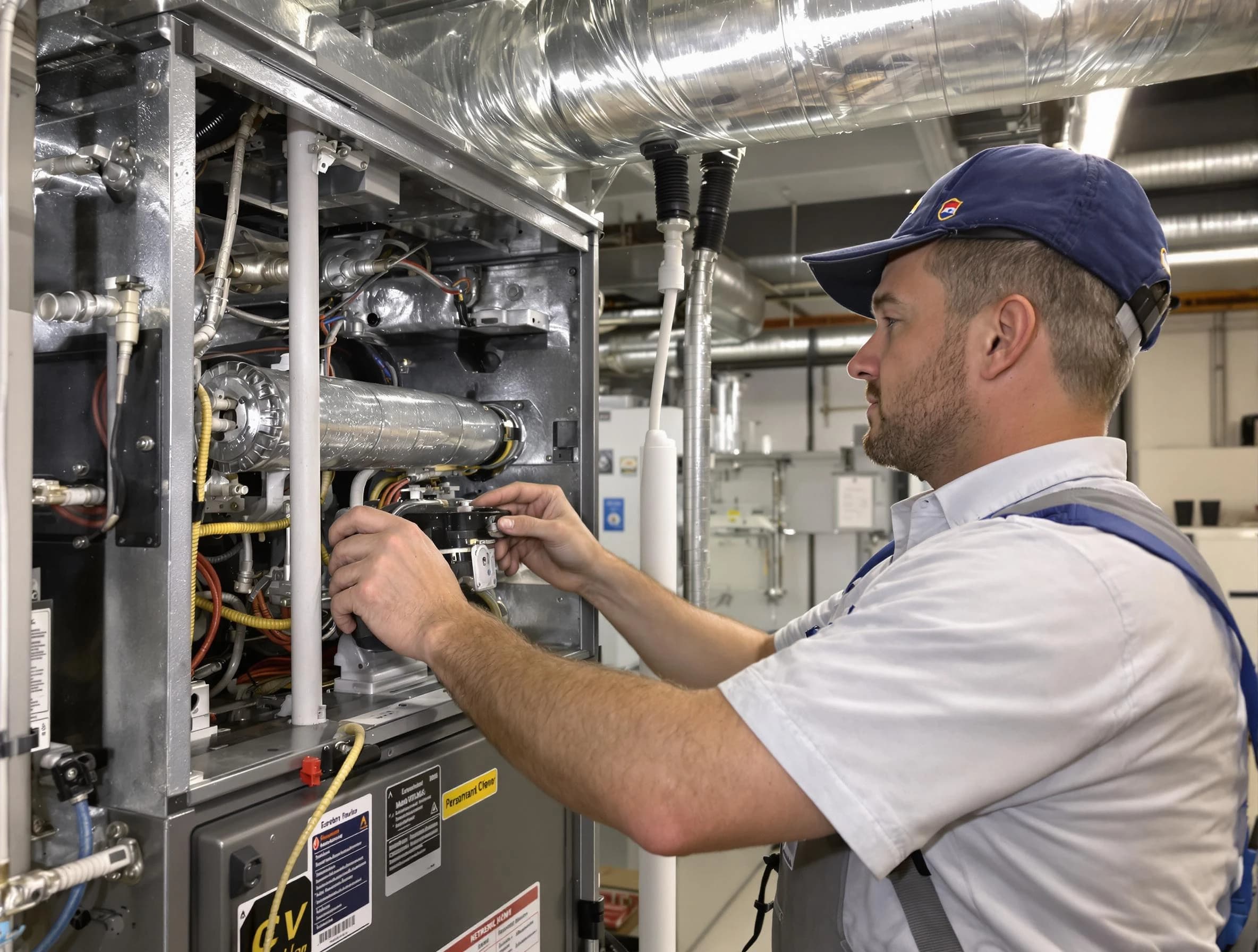 Fontana Air Duct Cleaning specialist performing thorough furnace duct cleaning to improve heating efficiency in Fontana