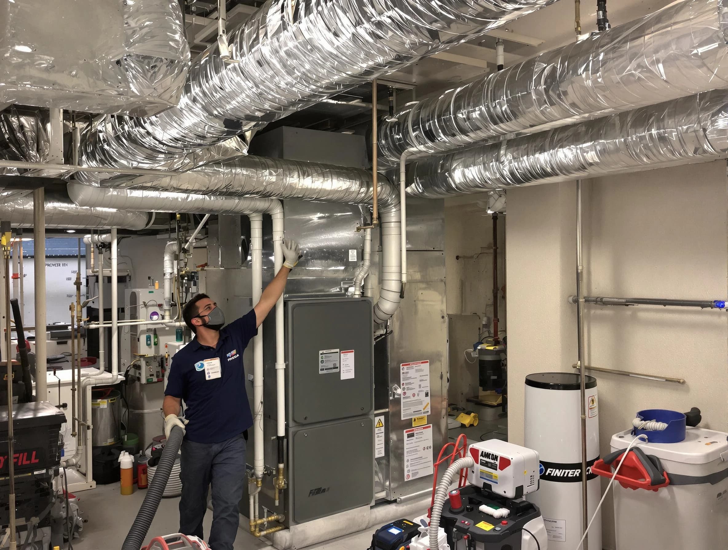 Fontana Air Duct Cleaning specialist performing thorough furnace duct cleaning in a Fontana residence