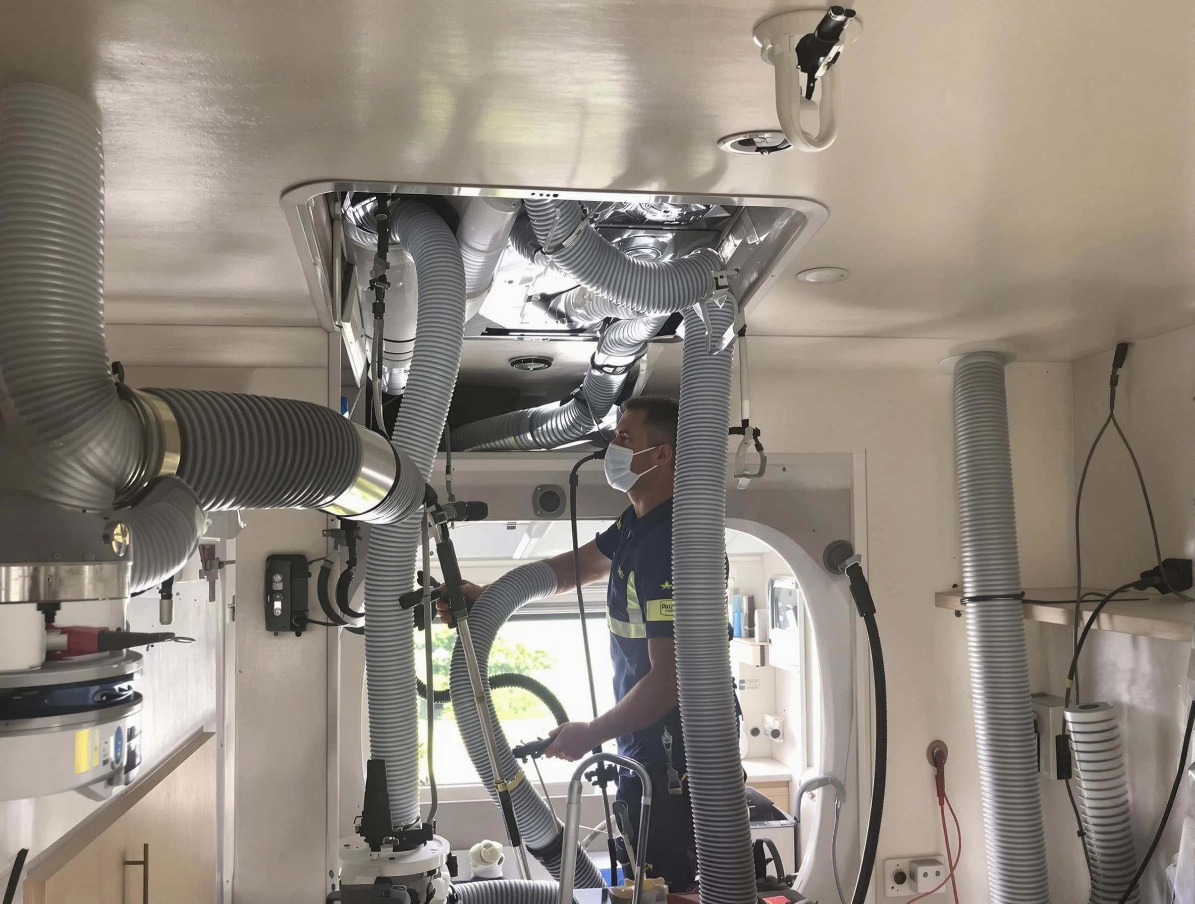 Fontana Air Duct Cleaning specialist performing precise mobile home duct cleaning in Fontana