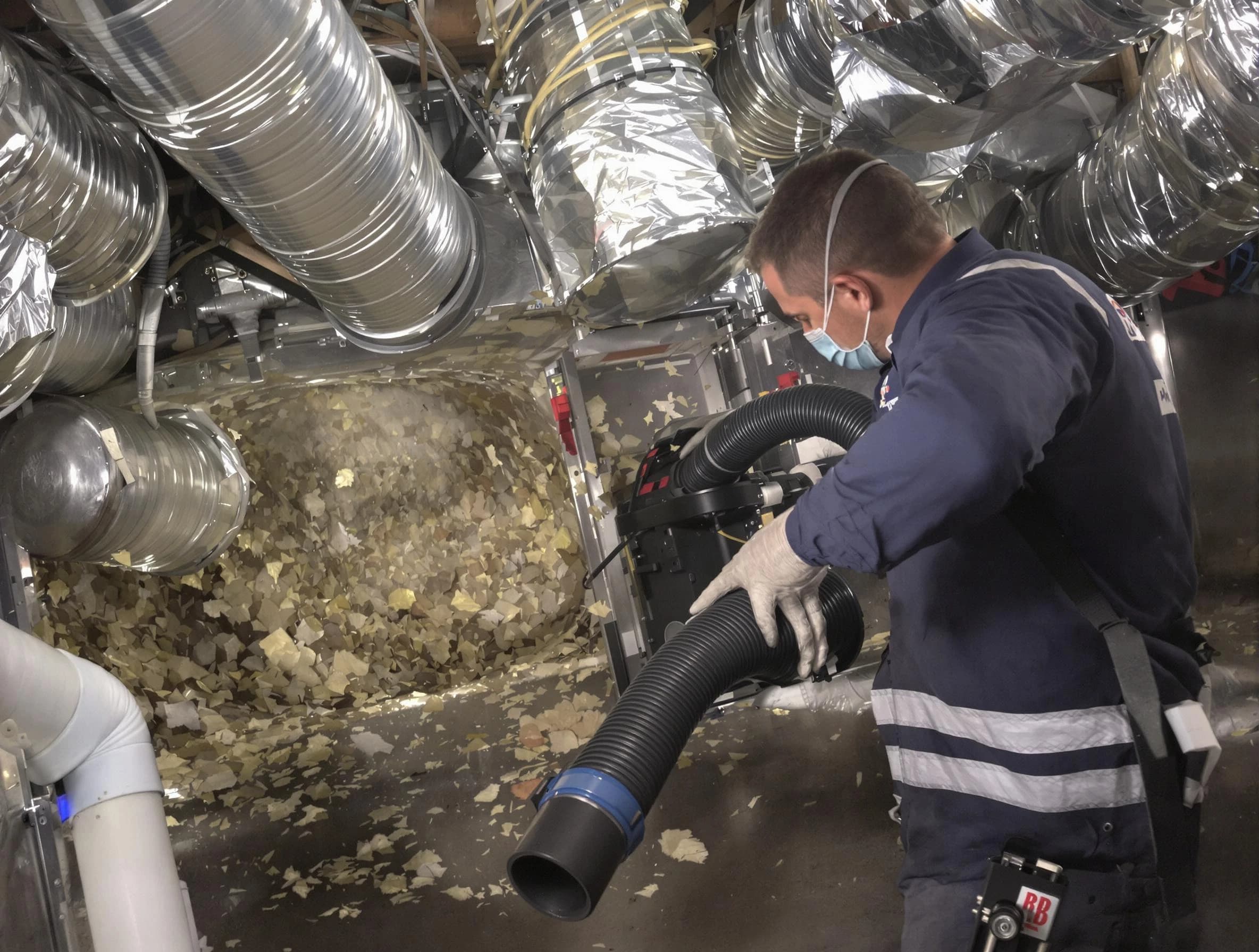 Fontana Air Duct Cleaning specialist operating negative pressure cleaning equipment for thorough duct maintenance in Fontana