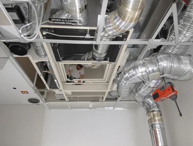 Fontana Air Duct Cleaning technician performing detailed central duct system cleaning in Fontana